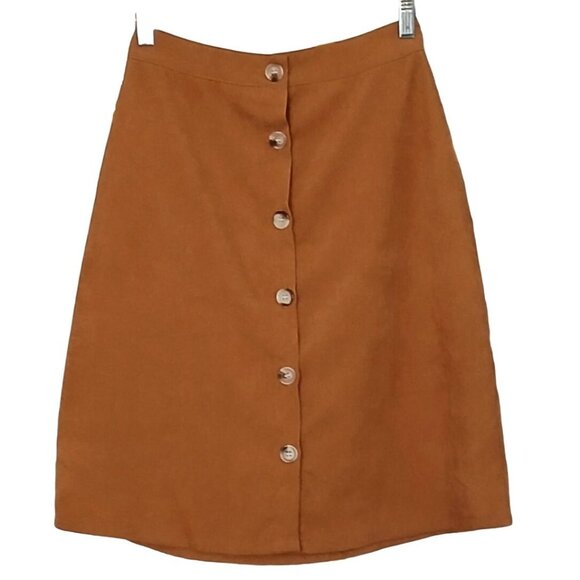 Dresses & Skirts - Y2K Corduroy Button Up A Line Above Knee Mini Unlined Tan Skirt Women Small